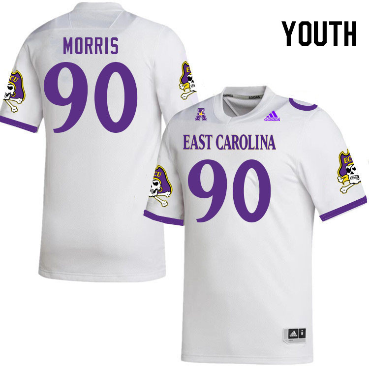 Youth #90 Elijah Morris ECU Pirates 2023 College Football Jerseys Stitched-White
